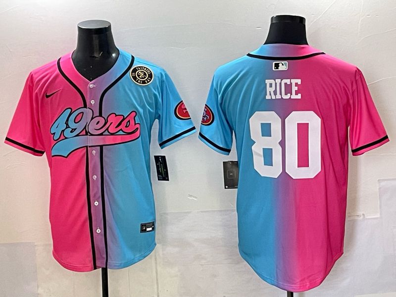 Men 2025 San Francisco 49ers #80 Rice Pink Blue Nike Limited NFL Jersey 07->san francisco 49ers->NFL Jersey